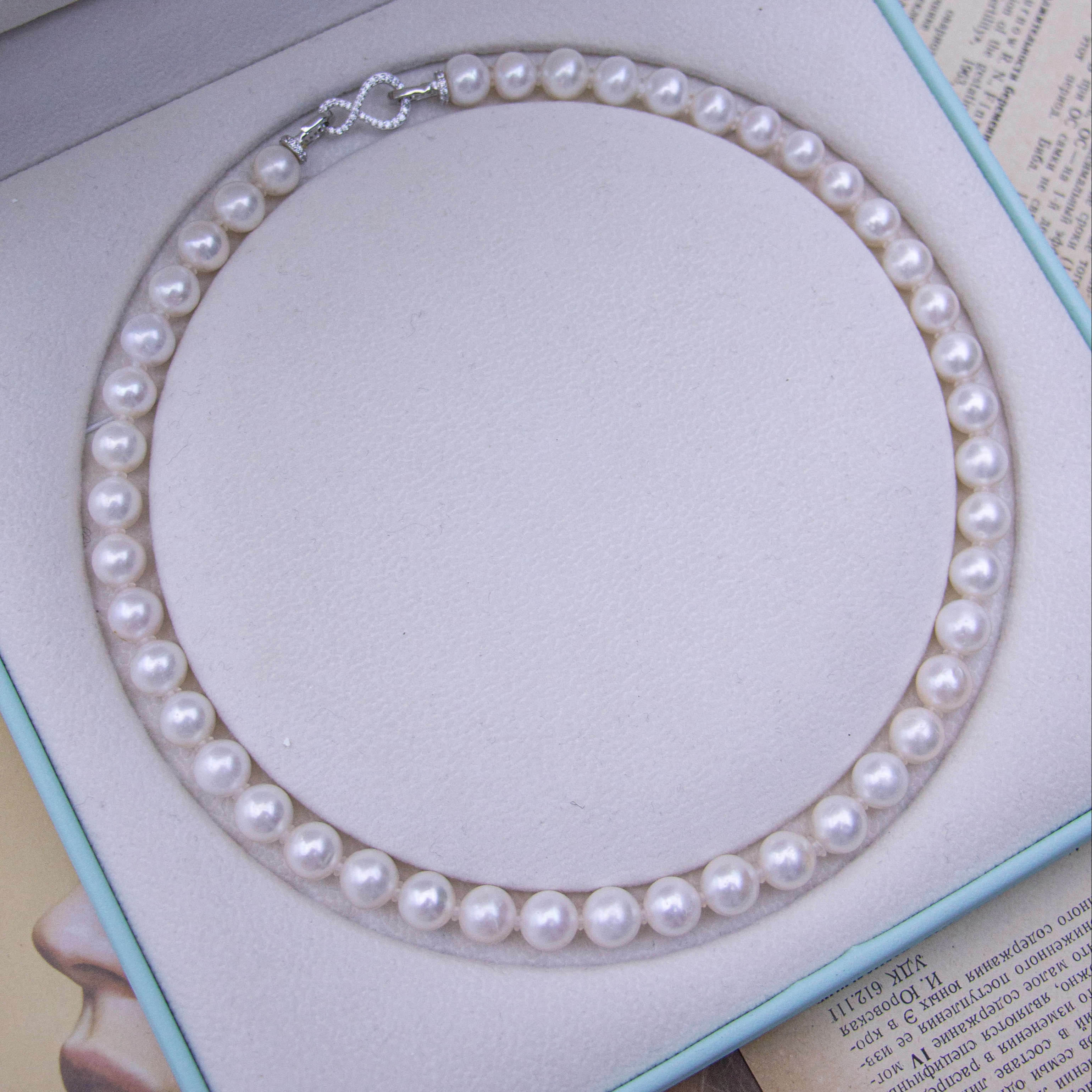 S925 Silver Freshwater Nuclear-free White Pearl Necklace 8.5-9.5mm Nearly Perfect Flaw