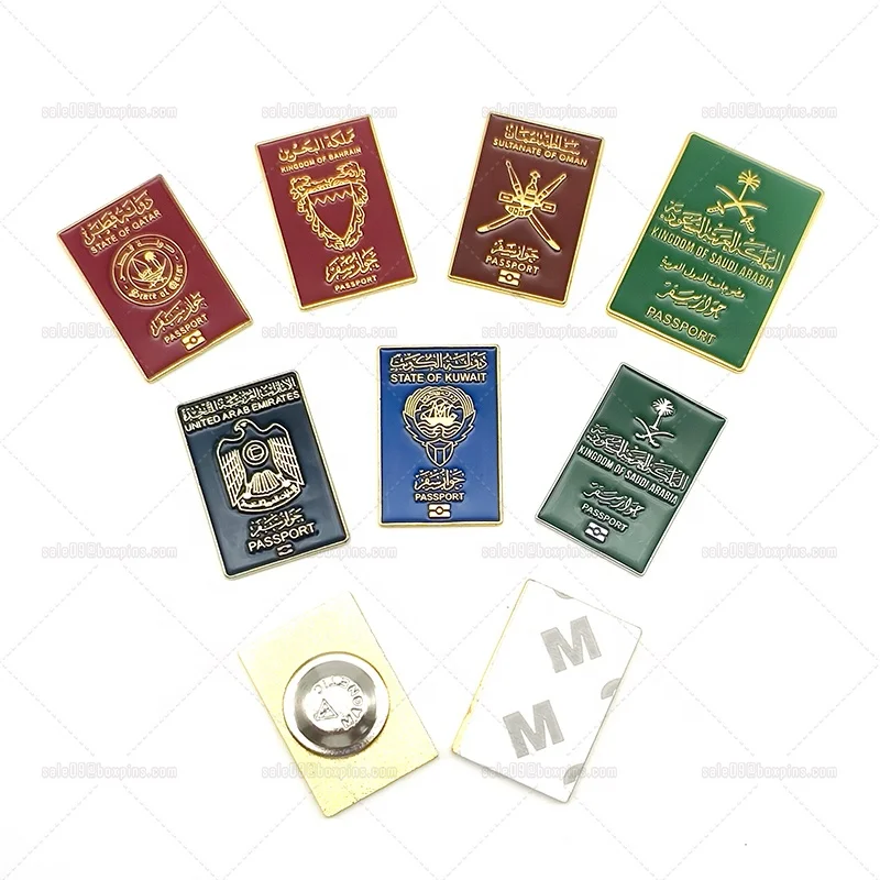Free Mold Kuwait Bahrain Oman UAE Saudi Passport Metal Stickers Mobile Phone Accessories Metal Logo Sticker Pin for Phone Case