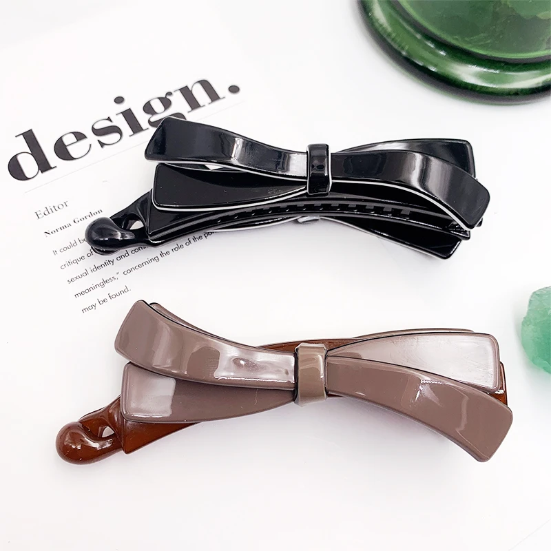 fancy acetate acrylic bow hair clips for women girls hair accessories banana clips for fine hair grips large resin hairclips big