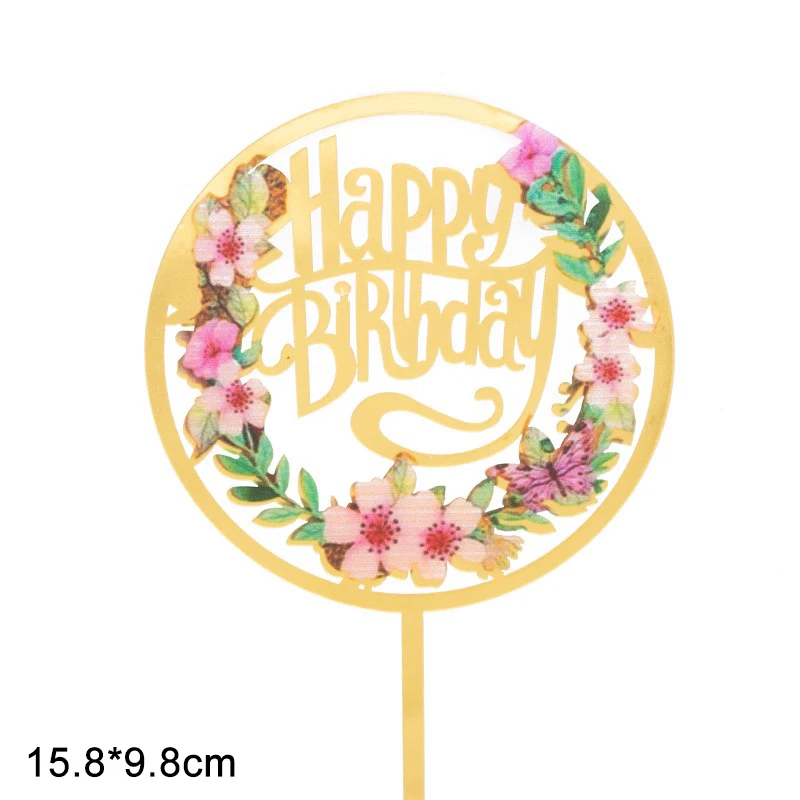 Happy Birthday Cake Topper Acrylic Birthday Cupcake Topper Cake Pick Decorations for Birthday Party Cake Desserts Pastries
