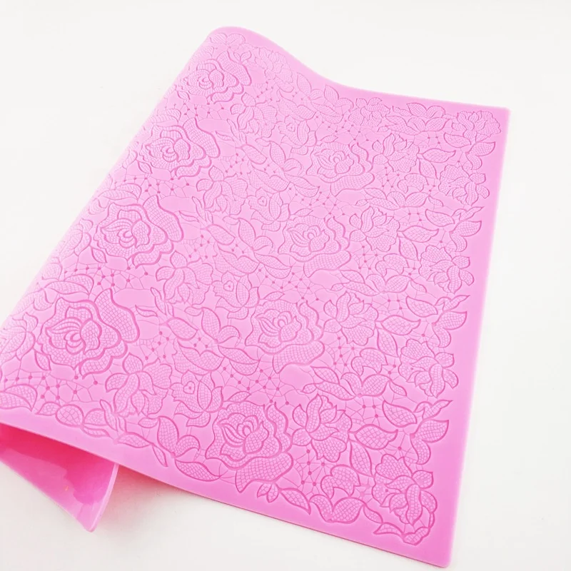 Wedding Impression Rose Flowers Silicone Lace Mat Border Baking Fondant 3D Mold To Decorate Cake Lace Mold Cake Decorating Tools