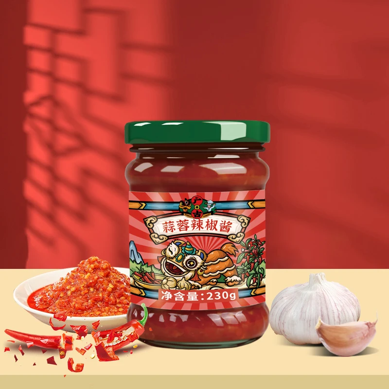 With Certification OEM China Garlic Paste 230g Glass Bottle Sweet Chilli Dipping Sauce for Steamed Fish Cooking