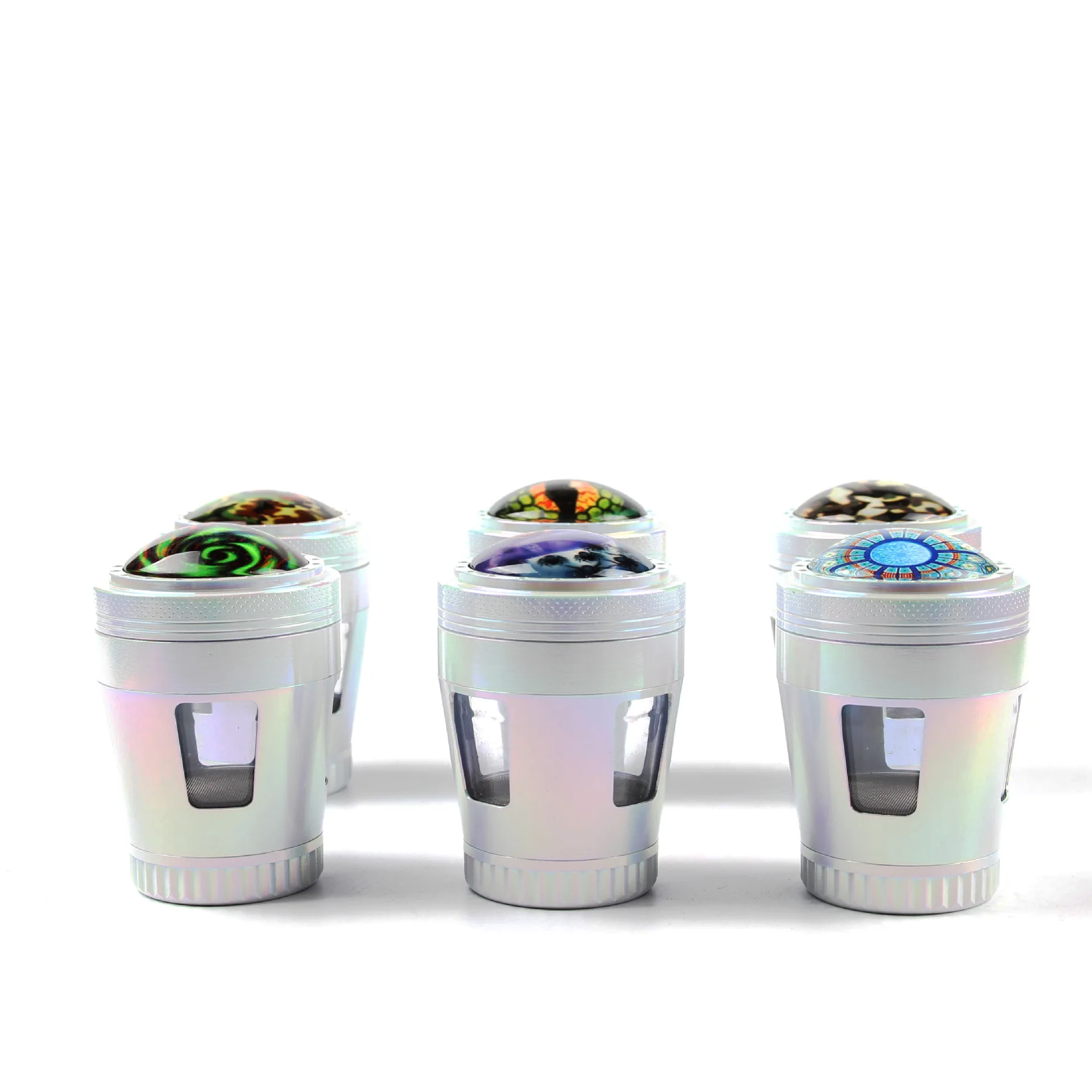 Hot Sale Factory Outlet Thunder Zinc Alloy Herb Grinder Tobacco Herb Grinder Machine 50mm With Window Colorful Design