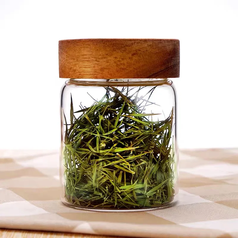 Customized Size large cookie coffee baby food storage glass jar with acacia lid