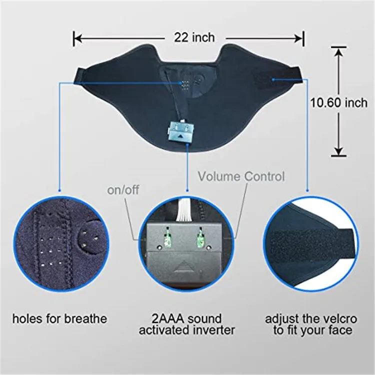 2020 flashing design custom sound active light up glow neon el panel led mask for halloween DJ club party