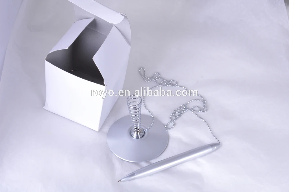 High quality stylist desk ballpen base ballpointpen with chain metal office desk table ballpoint pen  with custom logo
