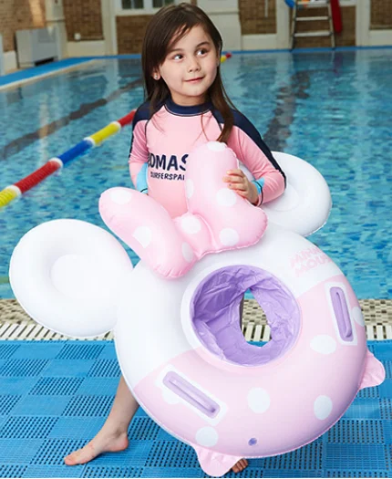 Toddler Kids Pool Floats Inflated Swimming Rings Print Mickey Minny Thick Sitting Swimming Circle