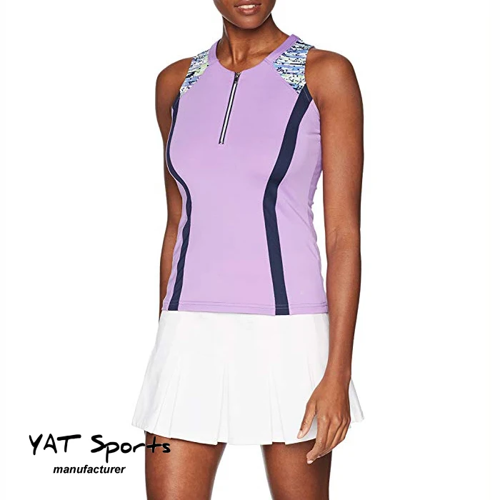 Custom Sublimation Women Zipper Front Tennis Top with Quick Dry Breathable Function Sports Shirt
