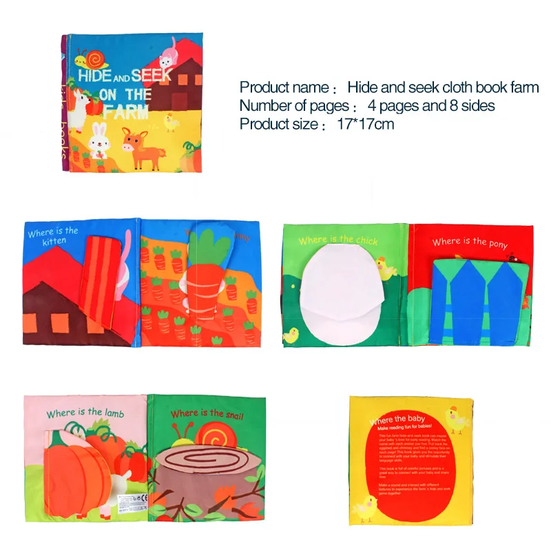EN71 CPC Certification Multifunctional tail cloth book educational toy book baby cloth book D141