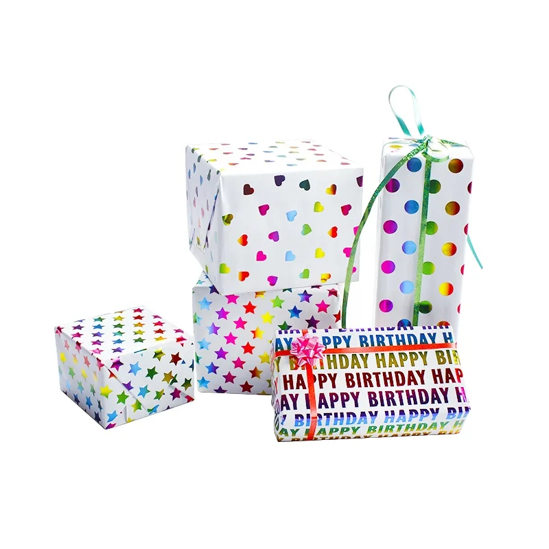 Оптовая продажа, цветная фольга, горячее тиснение, узор, подарочная упаковочная бумага для подарка