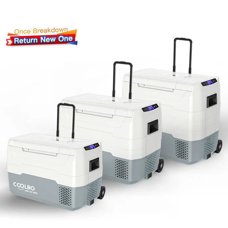 COOLBO TEG55 30L 40L 50L Car and Home Dual Use Portable Car Fridge Freezer Mini DC Compressor Refrigerator with Wheel