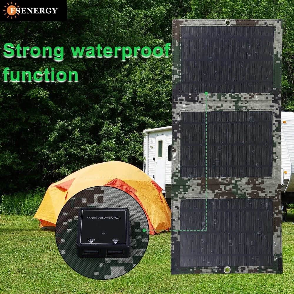 21W DC Foldable Monocrystalline Solar Panel Portable Camouflage Walkway Light Camping Boating Solar Charger Best Solar Panels
