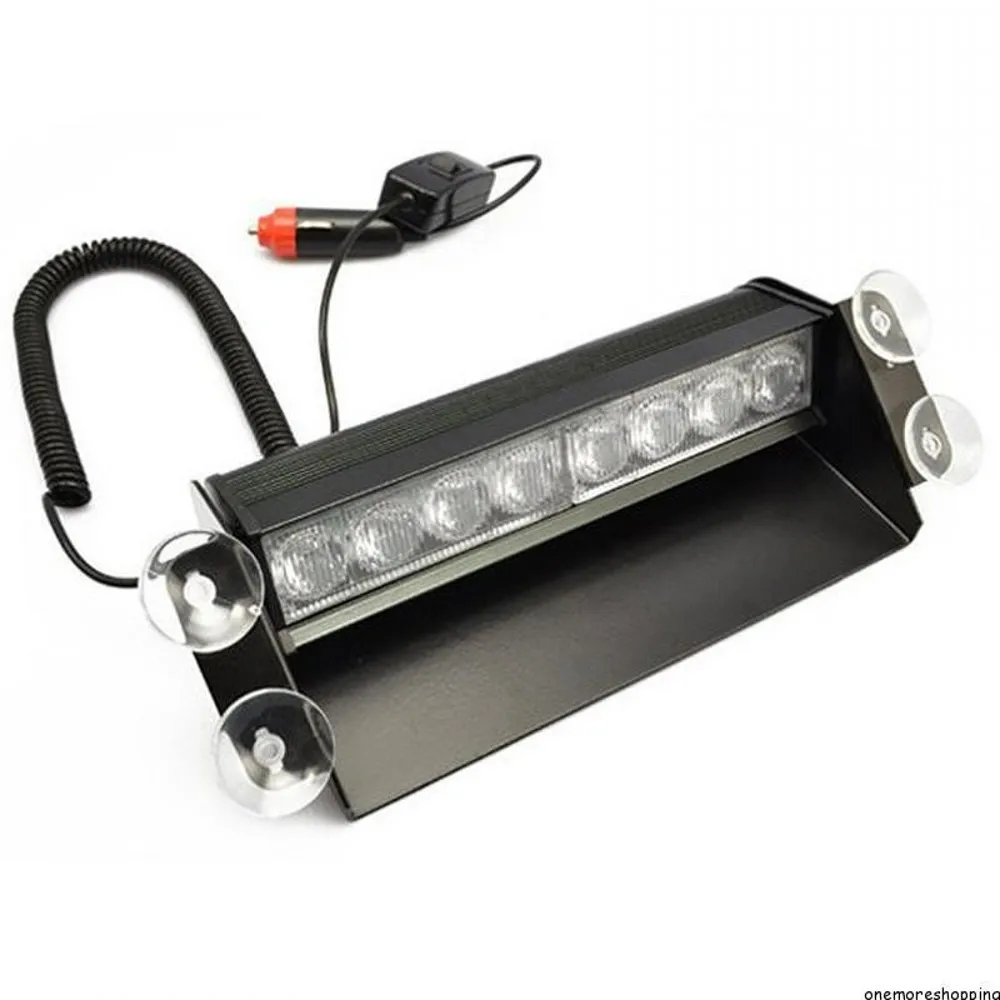 
12V 8LED 8W Red/Blue Police Strobe Flash Light Dash Emergency Flashing Light Warning Lamp 