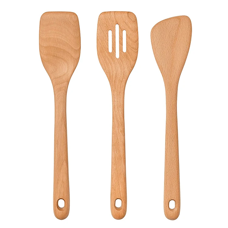 Оптовая продажа 2 шт. лопатка из органического бука с деревянной ложкой кухонные инструменты для готовки набор