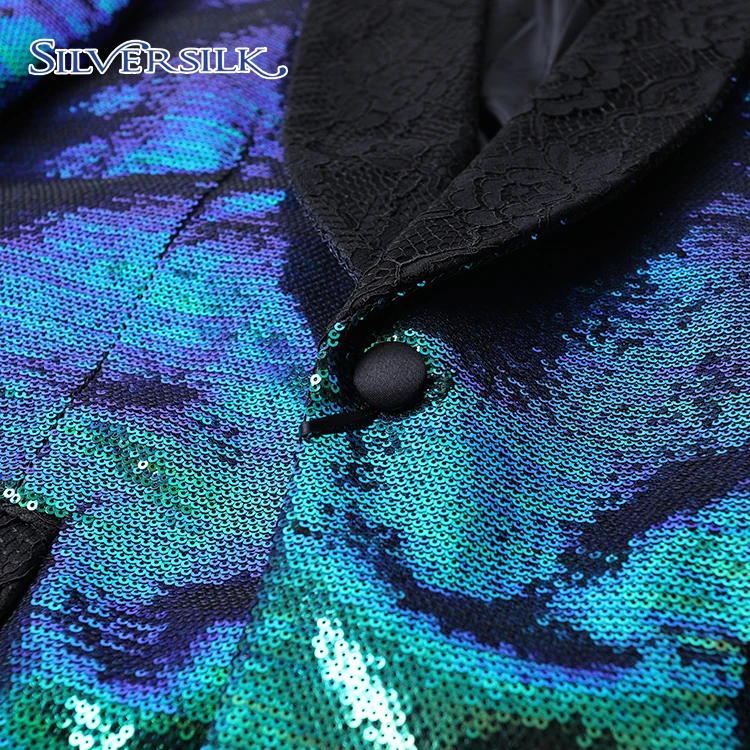 Горячая Распродажа, OEM, воротник-шаль для взрослых, Двусторонняя куртка с блестками для танцев и вечеринок, Мужской Блейзер, пальто