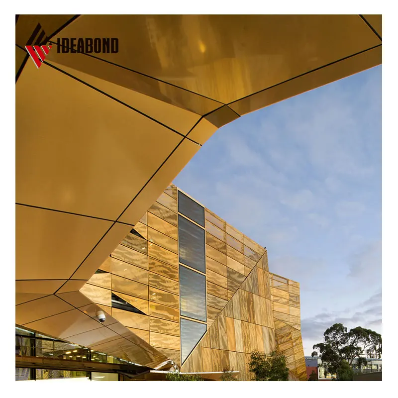 Alucobond зеркальные металлические панели облицовка стен золотые алюминиевые композитные листы