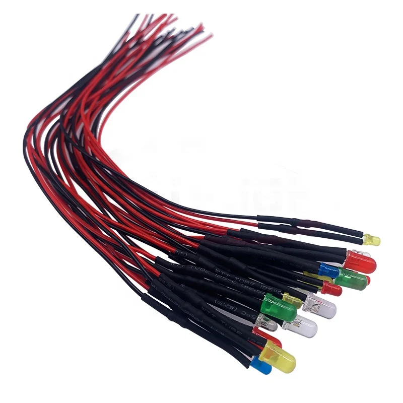 Pure white 3mm 5mm 8mm 10mm Red Green Blue RGB 3V 5V 12V DC Round Pre Wired Water Clear LED Diode