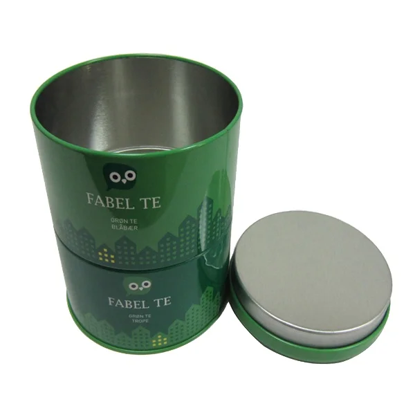 Round shape coffee bean tin cans with double lid