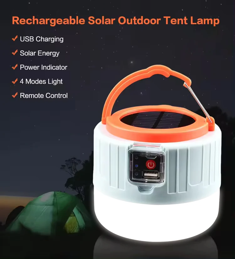 Solar Lights Outdoor Tent Lamp Usb Rechargeable Bulb Led Camping Portable Lanterns Emergency Lamp Hiking Solar Lights