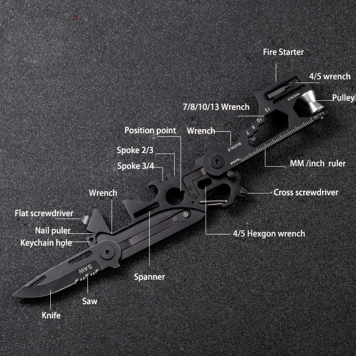 Cool Gadgets Stainless Steel Camping 30 in 1 Survival EDC Multi Tools Pocket Knife Folding MIni Tools Card Multi Function Tools