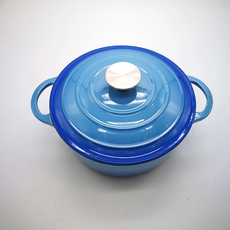
Wholesale High Quality Cookware OEM Available Blue Cast Iron Enamel Pot For Cooking 