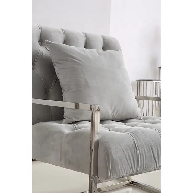 Italy stainless steel  leather sofa with stainless steel legs