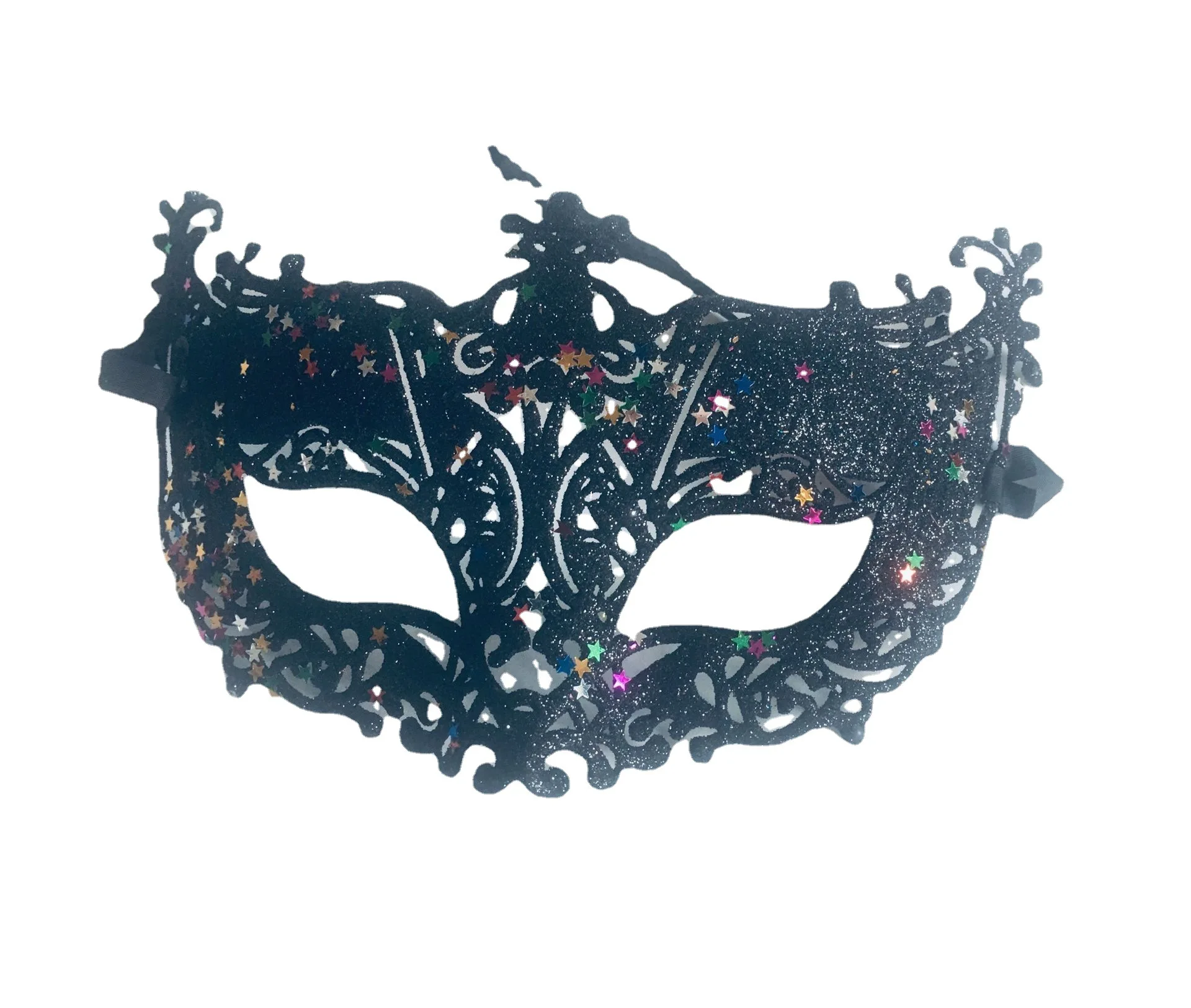 Wholesale Halloween Christmas Ball Carnival Gold Powder Openwork Fox Plastic party mask black mask masquerade masks