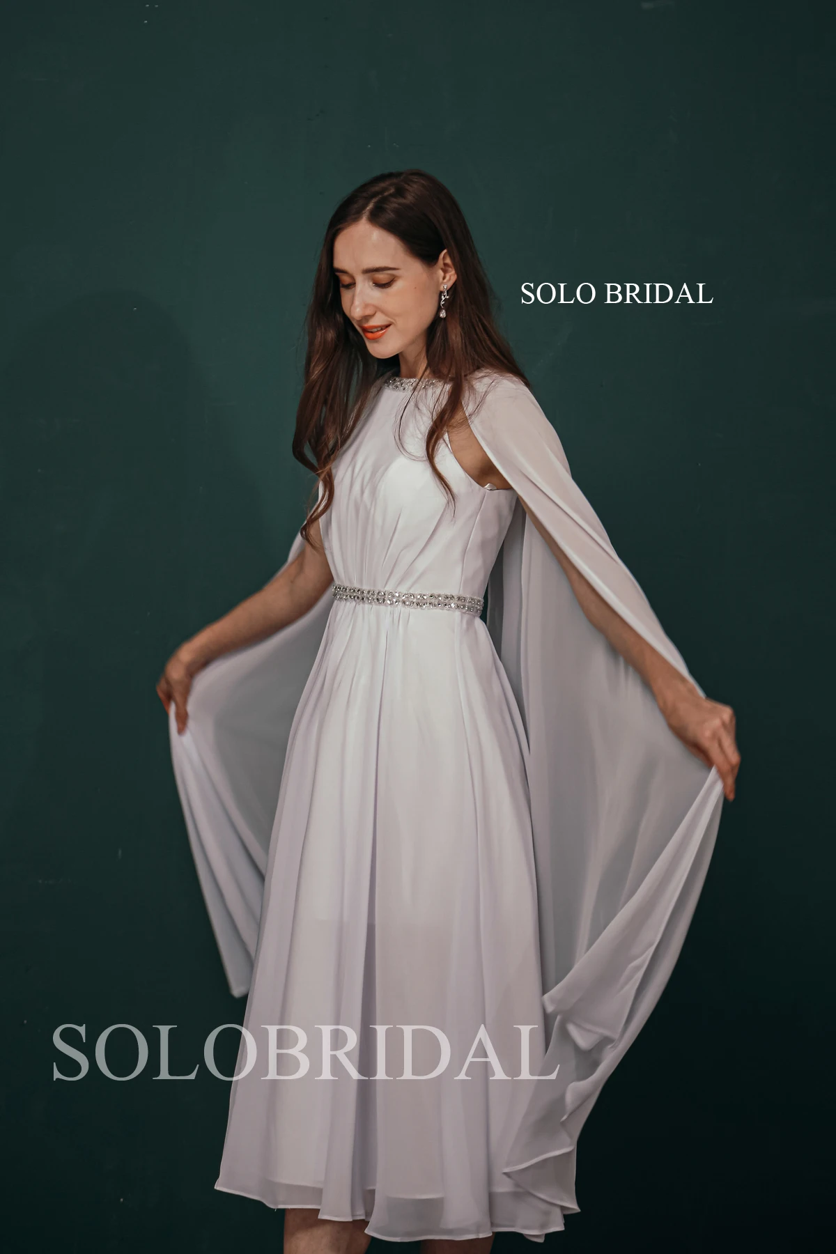 Wholesale custom Made White Tea Length Wrap Mother of Bride Party Dresses Evening Reception for Wedding