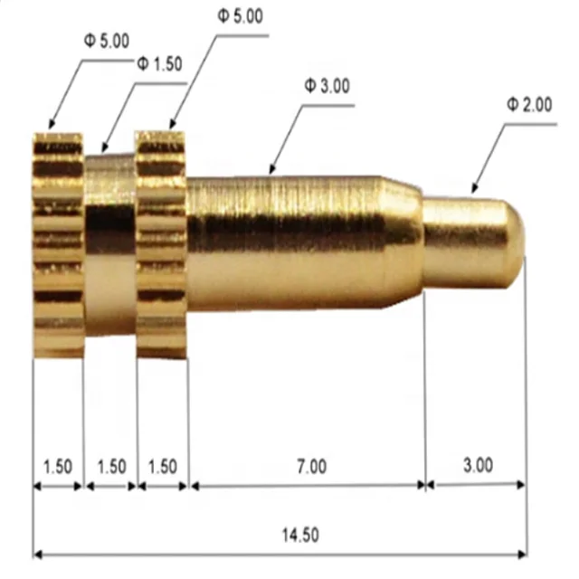 Brass spring loaded power electrical contact 5pin 12pin pogo pin probe pins 1mm