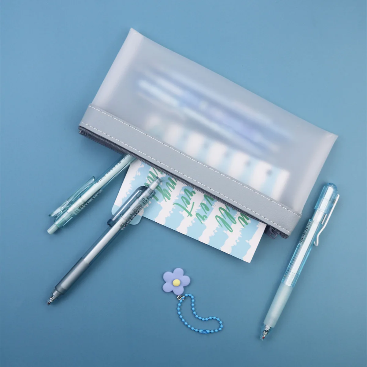 Kawaii frosted clear waterproof plastic tpu pencil pouch pencil case school student zipper pencil bag stationery supplies