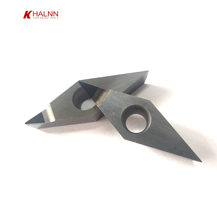PCD inserts VCGT1604 1103 7 degree rake angle turned aluminum piston with better finish.