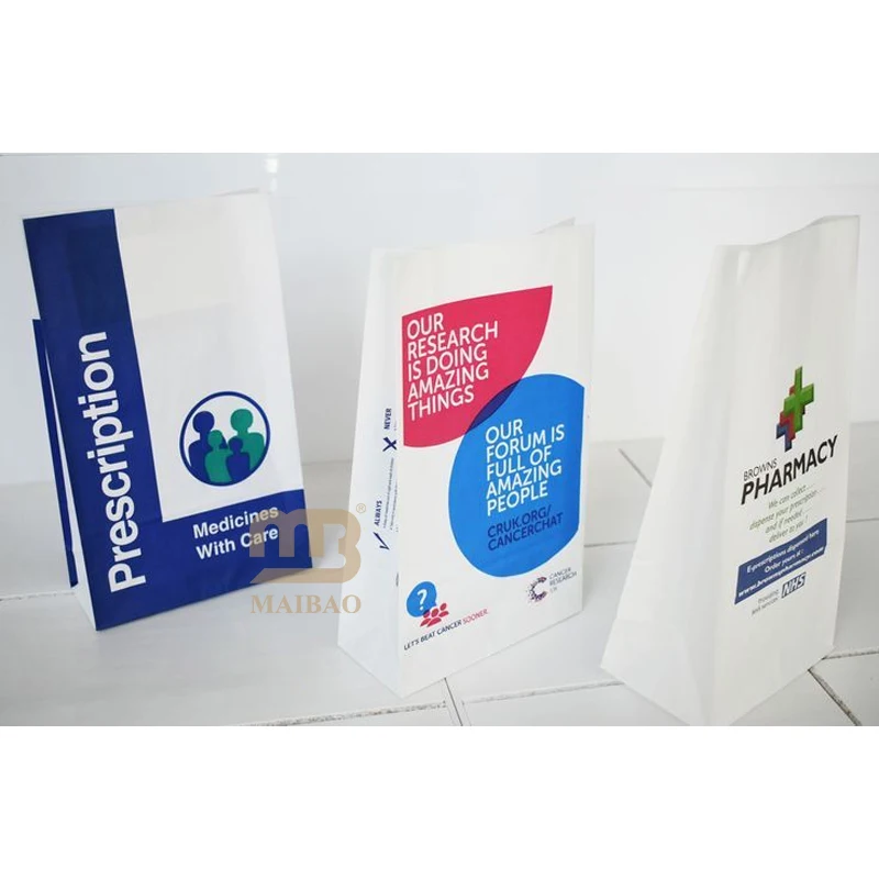 wholesale Custom printing Animal pharmacy sos bags pet hospital Veterinary prescribtion drug white craft  kraft paper bag
