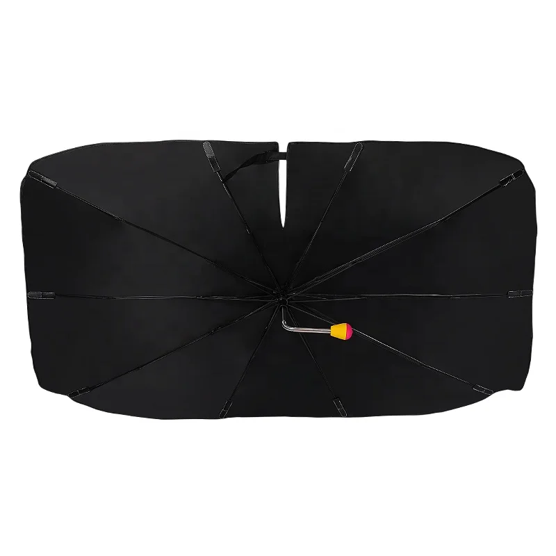Silver Car Front Shade Window Folding Umbrella Anti UV Rays Heat Reflector Umbrella Foldable Leather Sheath Hot Sale Titanium