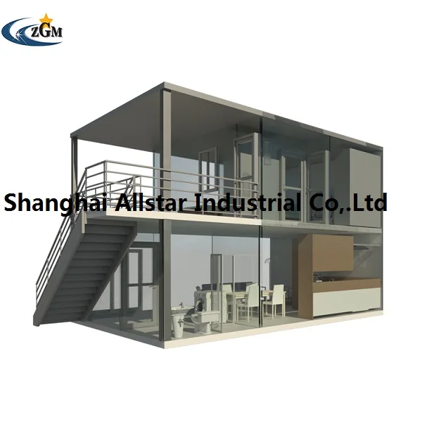 Two Floors Prefab House Flat Pack Container ALLSTAR Steel Door Modern Living Villas Hotel PVC Window Warehouse 4 Years 40