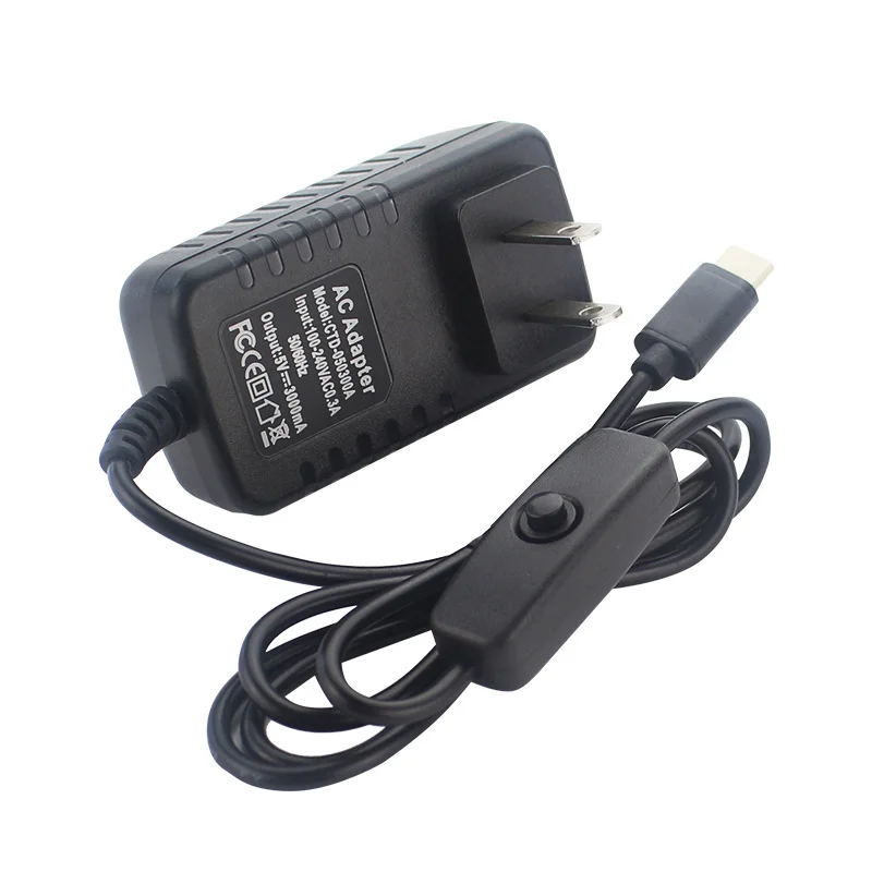 DC5V 3A adapter EU UK US AU power supply with switch USB Type C