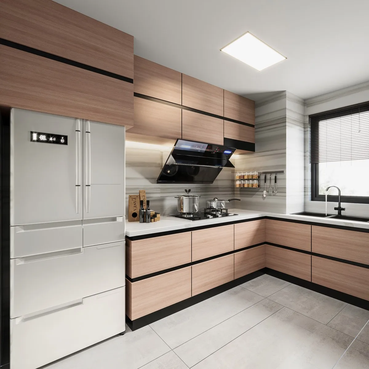 Factory wholesale white kitchen cabinets modern design solid wood cabinets