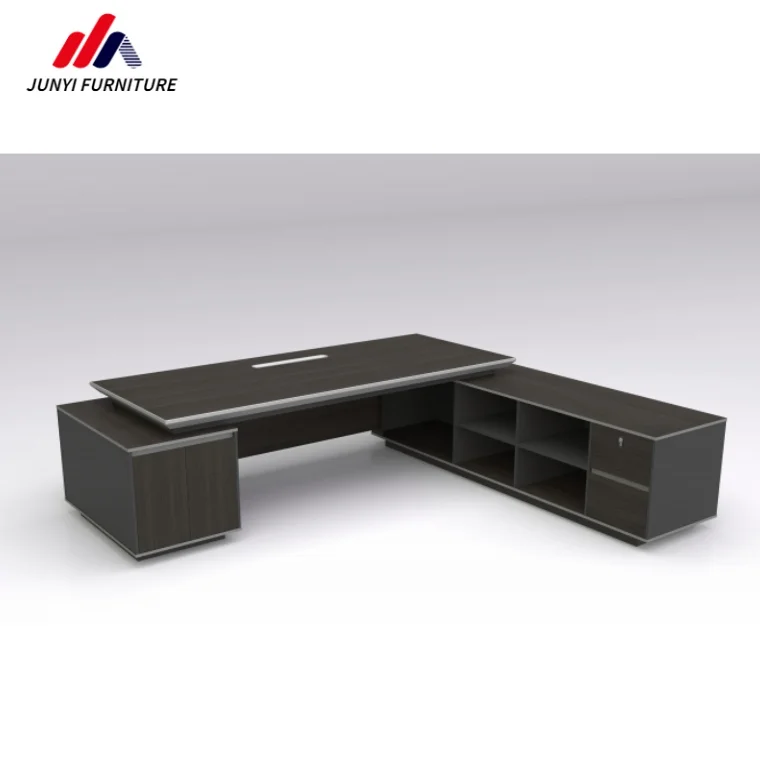 Современный деревянный исполнительный стол президент менеджер большой с боковым шкафом