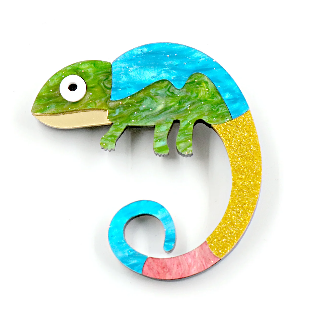 BHS066BH1039 новый дизайн большая ящерица модные ювелирные изделия лазерная резка блестящая акриловая брошь хамелеон