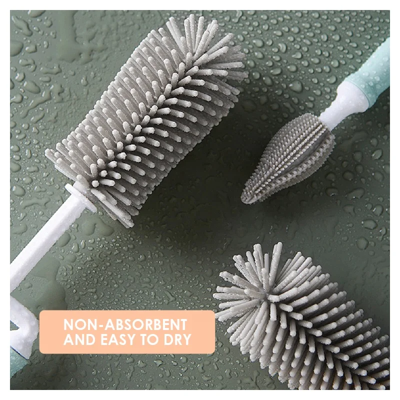 No Hazard Durable Silicone Portable Large Travel Baby Bottle Cleaning Kit Cup Brush Set