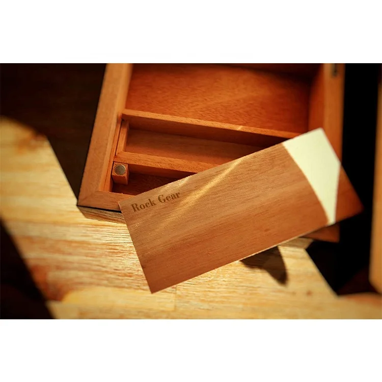 
ROCKGEAR Weed Smell Proof Wood Stash Peros LED Box Set with LED Light Rolling Tray Accessories for Gift 