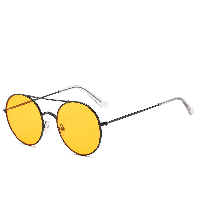
2019 retro twin beams round sunglasses women metal tint color cheap stock sun glasses wholesale 