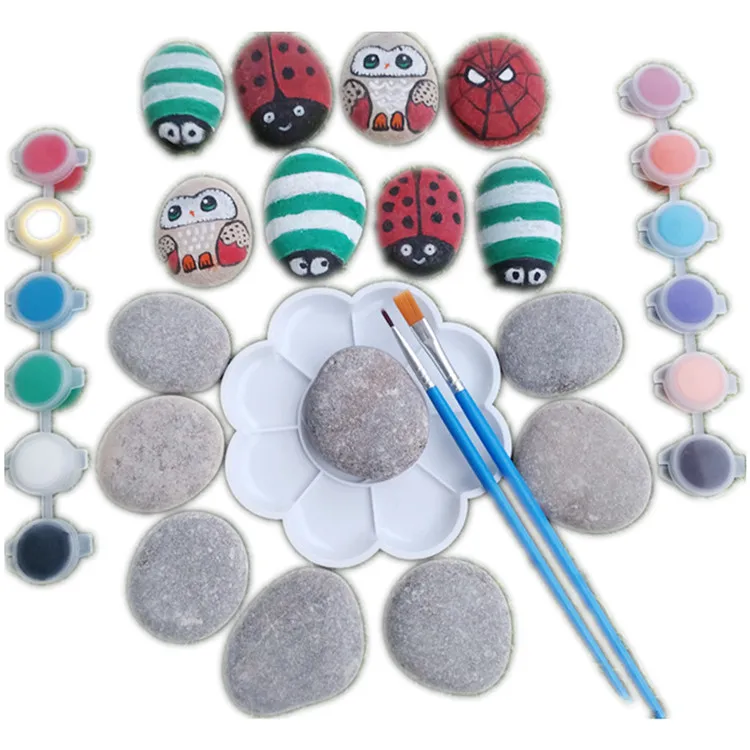 Factory price DIY hand drawn stone Set pebble stones DIY Stone Painting Creative Graffiti rock painting kit