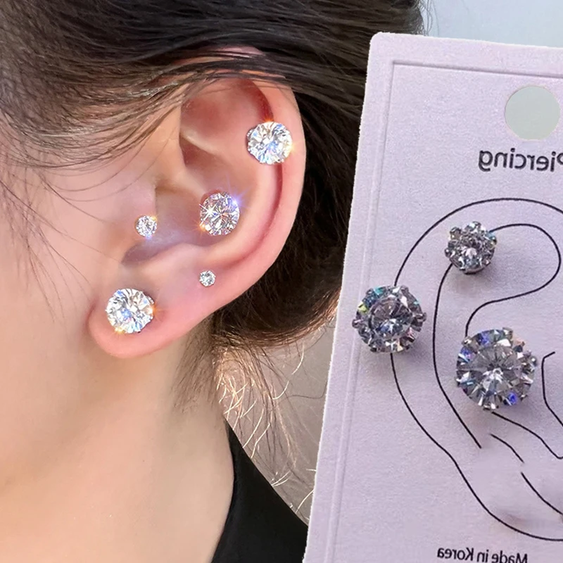 1Pairs Stainless Steel Stud Earrings for Men Women Unisex Round Magnetic Magnet Earrings Without Piercing Fashion Jewelry Gift