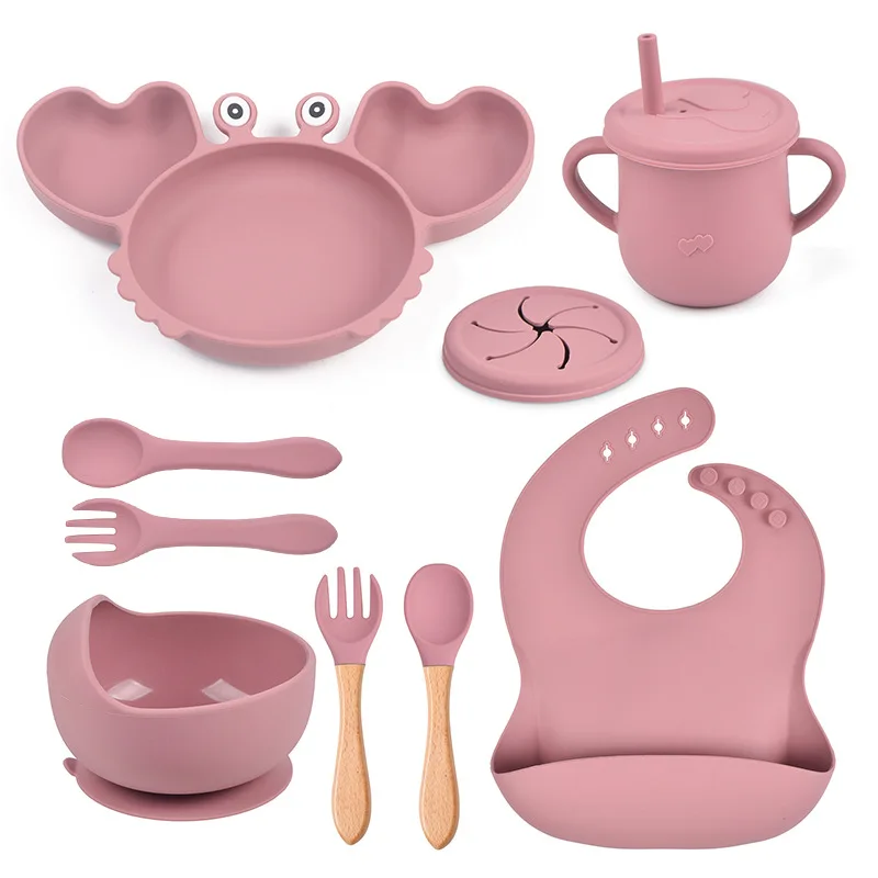 2022 Food Grade Non-slip Toddlers Feeding Silicone Baby Plate Bowl Suction Set for Children