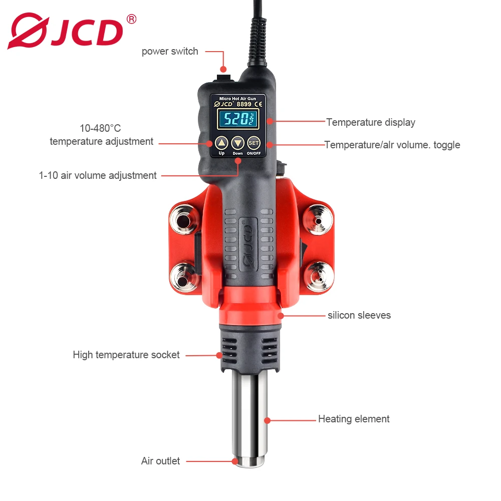 JCD8899-17 Professional Soldering Station Hot Air Gun Electronic Soldering Rework Station Hot Air SMD Soldering Station
