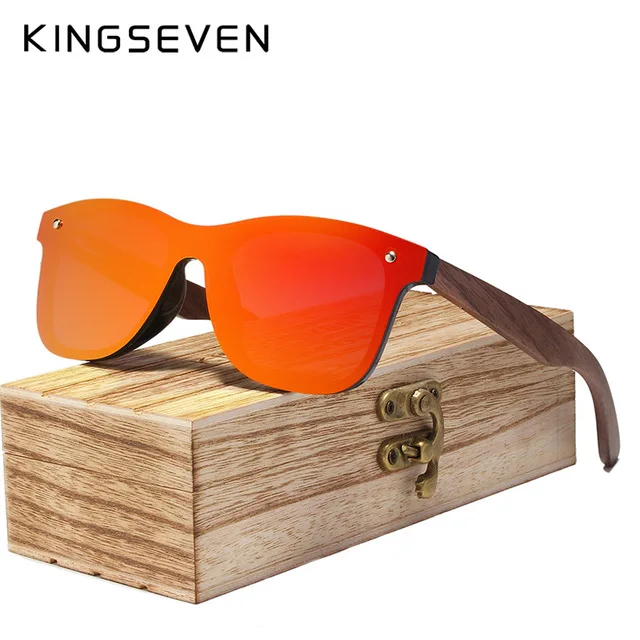  Очки солнцезащитные KINGSEVEN поляризационные модные брендовые дизайнерские цветные зеркальные солнечные очки из орехового дерева ручная