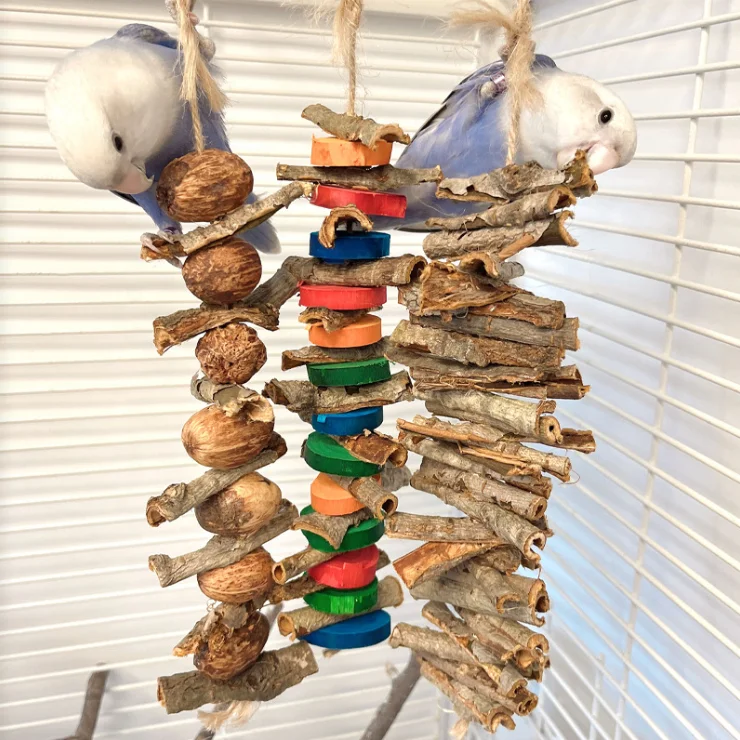 Wholesale Large Bird Parrot Chewing Toy - Natural Wooden Blocks Bird Parrot Tearing chew play toys bird wood swing