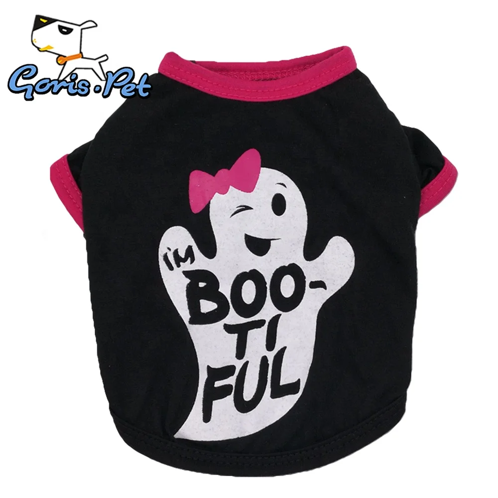 Cartoon Ghost Cute Bones Dog Clothes Halloween  Cotton T Shirts