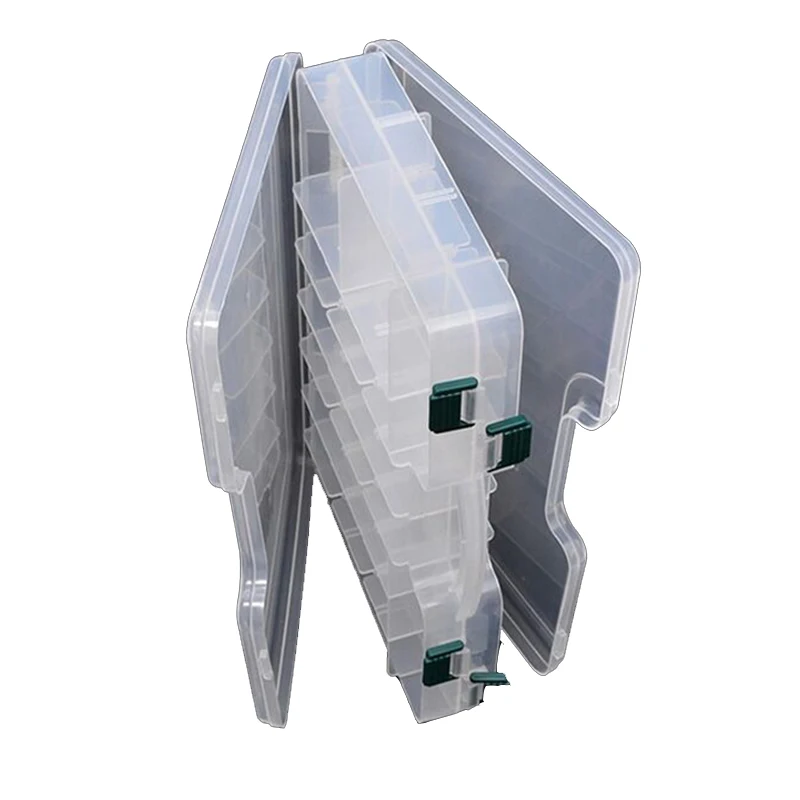 
29*19.5*6cm Wholesale portable double transparent plastic lure box fishing tackle boxes 