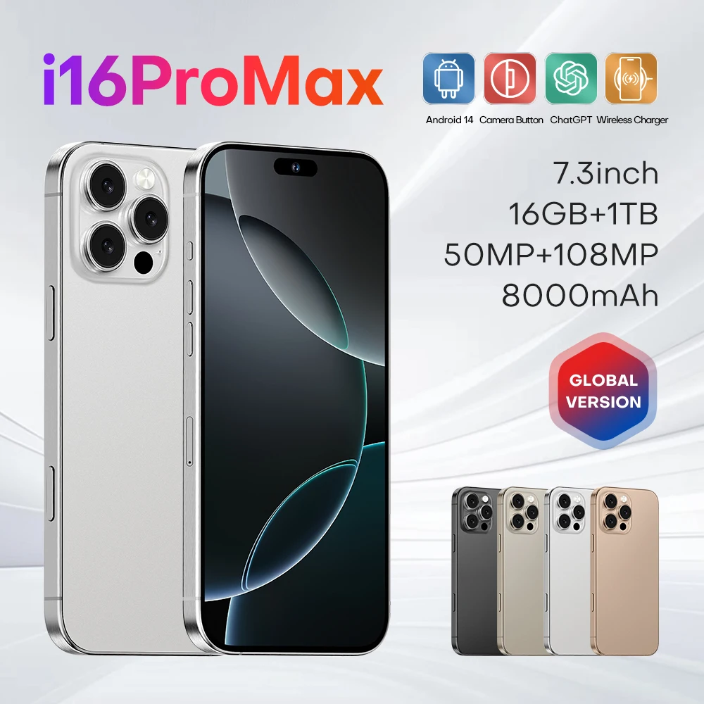2024 Latest Smart Mobile Phone 16 Pro Max Original Brand New unlock Phone 16 Pro 5G Smart Mobile Phone i16 ODM OEM 5Gcellphone